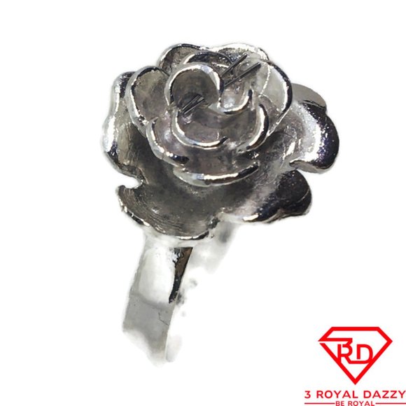 Rose Flower ring band 925 Solid silver S7 - Picture 3 of 4
